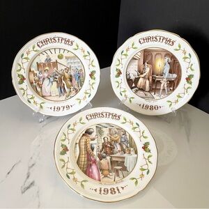SET of 3 Christmas Charles Dickens Plates by Aynsley